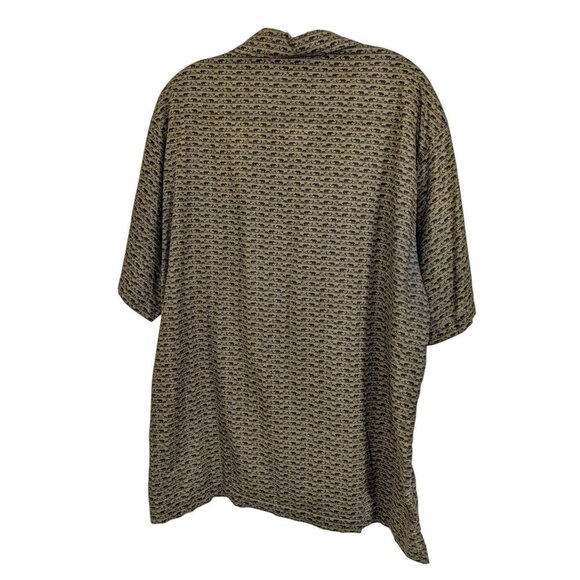 Jim Thompson Mens L Button Up Shirt Dark Olive Green Elephant Print Cotton - Picture 2 of 6